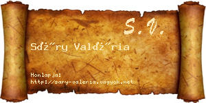 Sáry Valéria névjegykártya